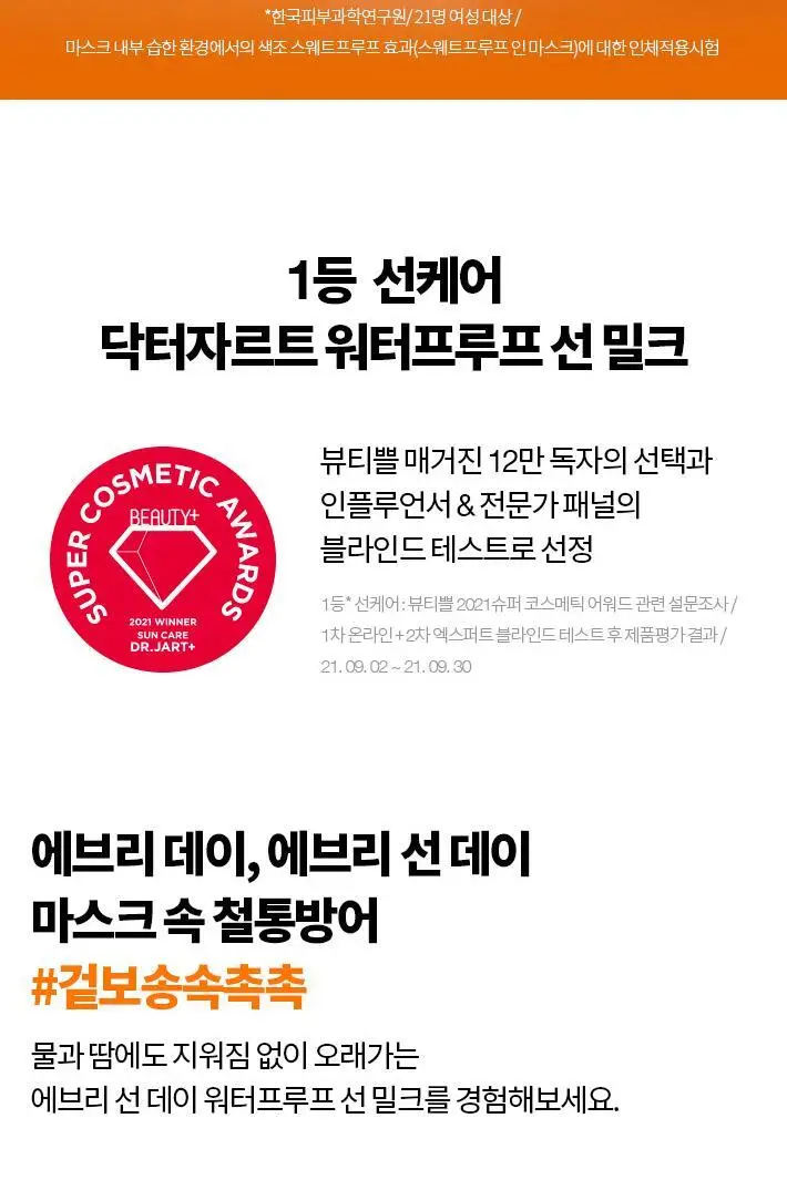 [1+1 올영기획]닥터자르트 에브리선데이 워터프루프 선 밀크 30ml 1+1 기획세트 상세페이지 3